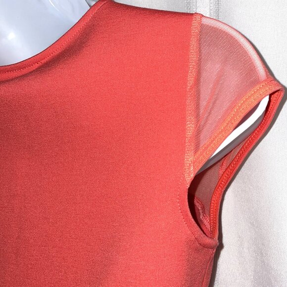 NWT GUESS Size XS Sheer Mesh V Neck, Cap Sleeves, Sexy, Coral - Picture 6 of 8